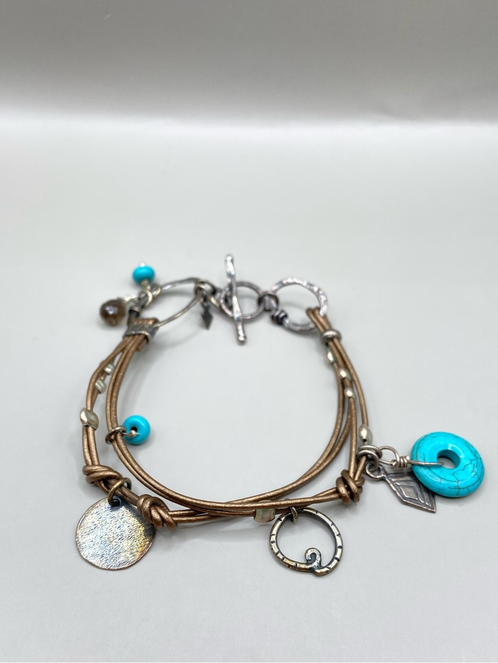 Silpada Howlite Smoky Quartz Leather Bracelet